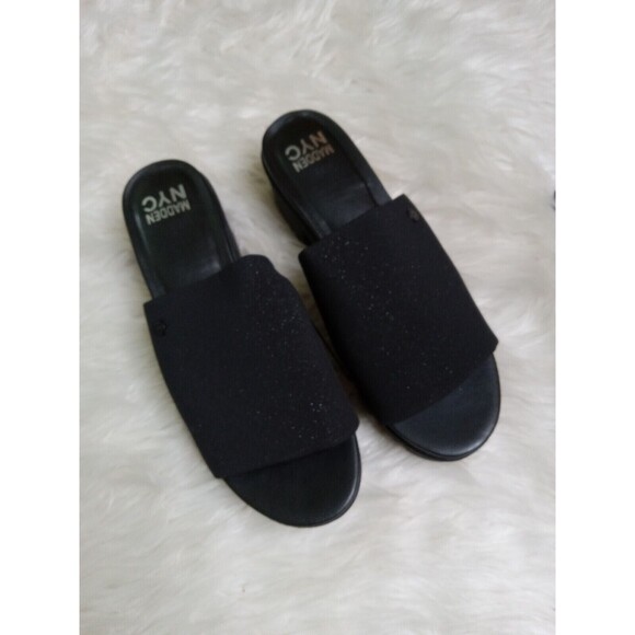 Madden NYC SHOES Womens size 10 black glitter Y2K style block heel New NWT - Picture 2 of 11